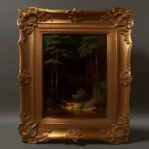 Ornate Wooden Antique Frame with Golden Retro Decor