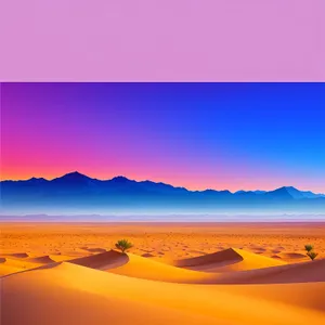 Dune Sunset: Majestic Desert Landscape under Colorful Sky