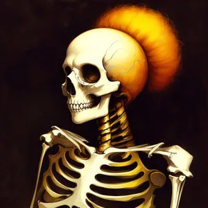 Spooky Skeletal Sculpture of Human Skull