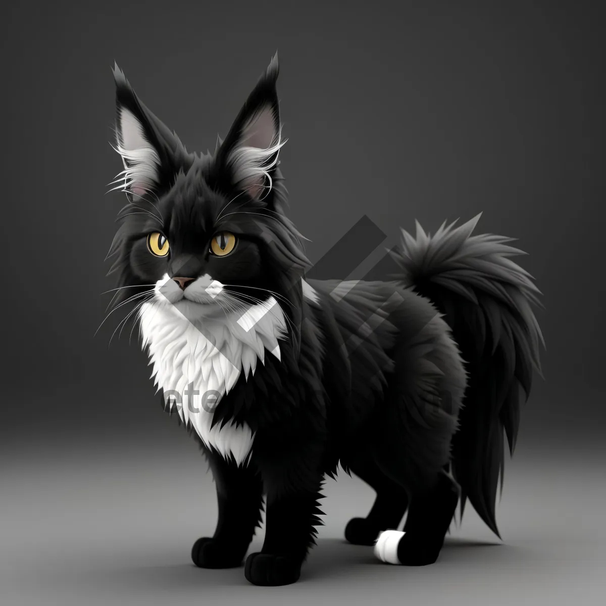 Picture of Fluffy Gray Kitten with Whiskers and Adorable Eyes