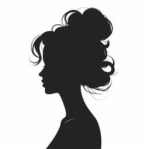 Silhouette black cartoon design haircut graphic art drawing.