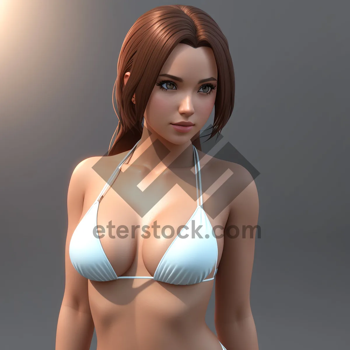 Picture of Beautiful brunette model in seductive lingerie.