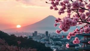 Cherry Blossoms in Japanese Garden during Spring Season