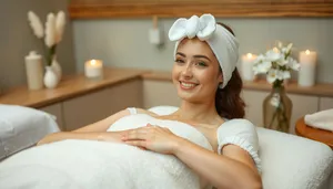 Attractive Lady Smiling in Bedroom Spa Treatment