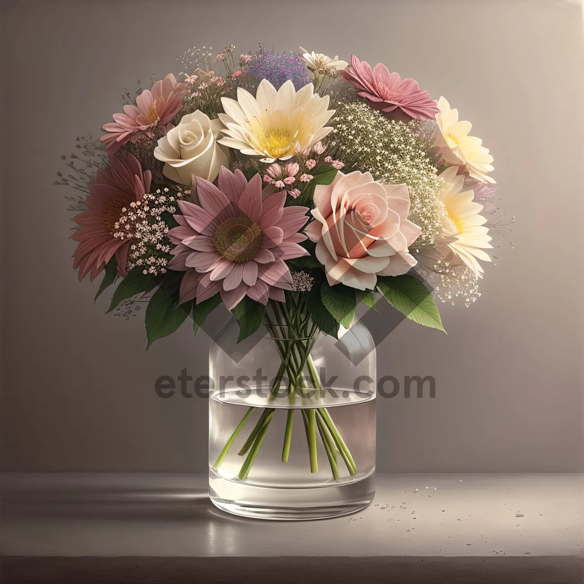 Picture of Pink Blossom Bouquet in Glass Vase