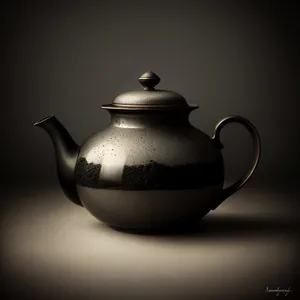 Traditional ceramic teapot with handle - hot beverage utensil.