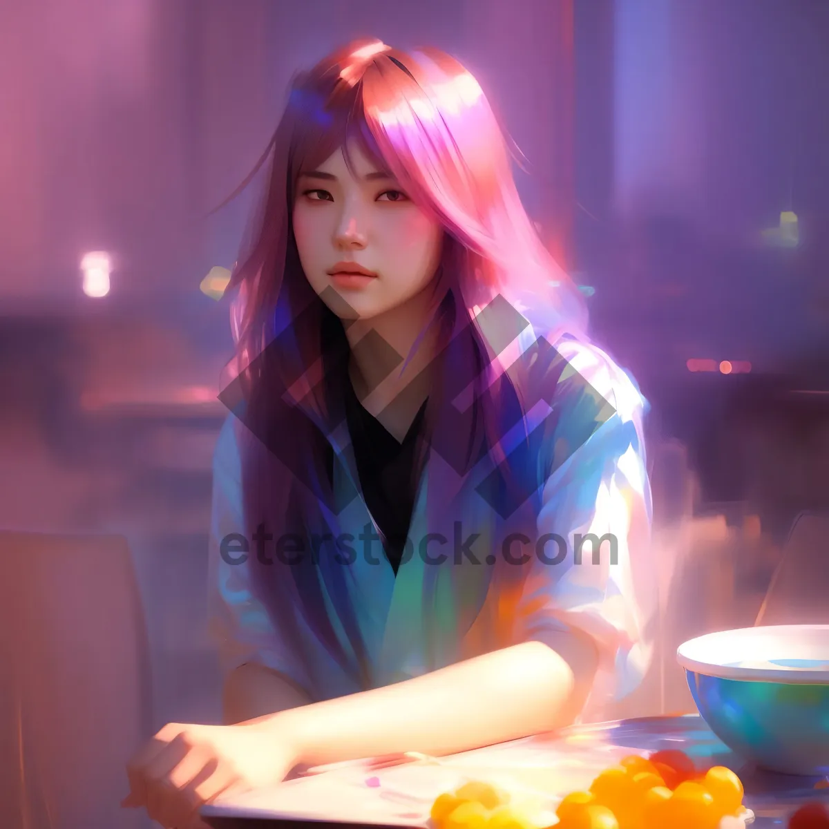 Picture of Happy sorcerer portrait with candle in cozy home.