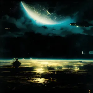 Dark Space Fantasy Moonlight Celestial Wallpaper