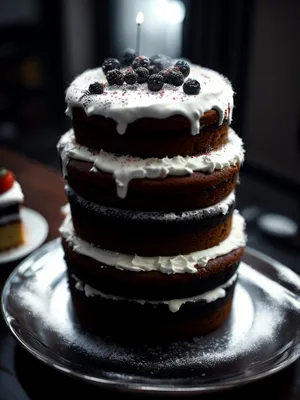 Delicious chocolate cake with fresh fruit topping