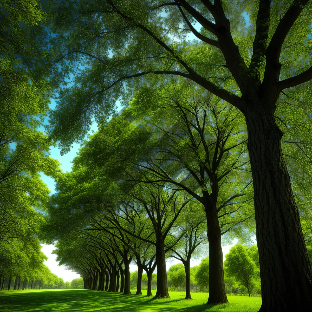 Picture of Serene Woods: A Sunlit Path through Autumn Foliage