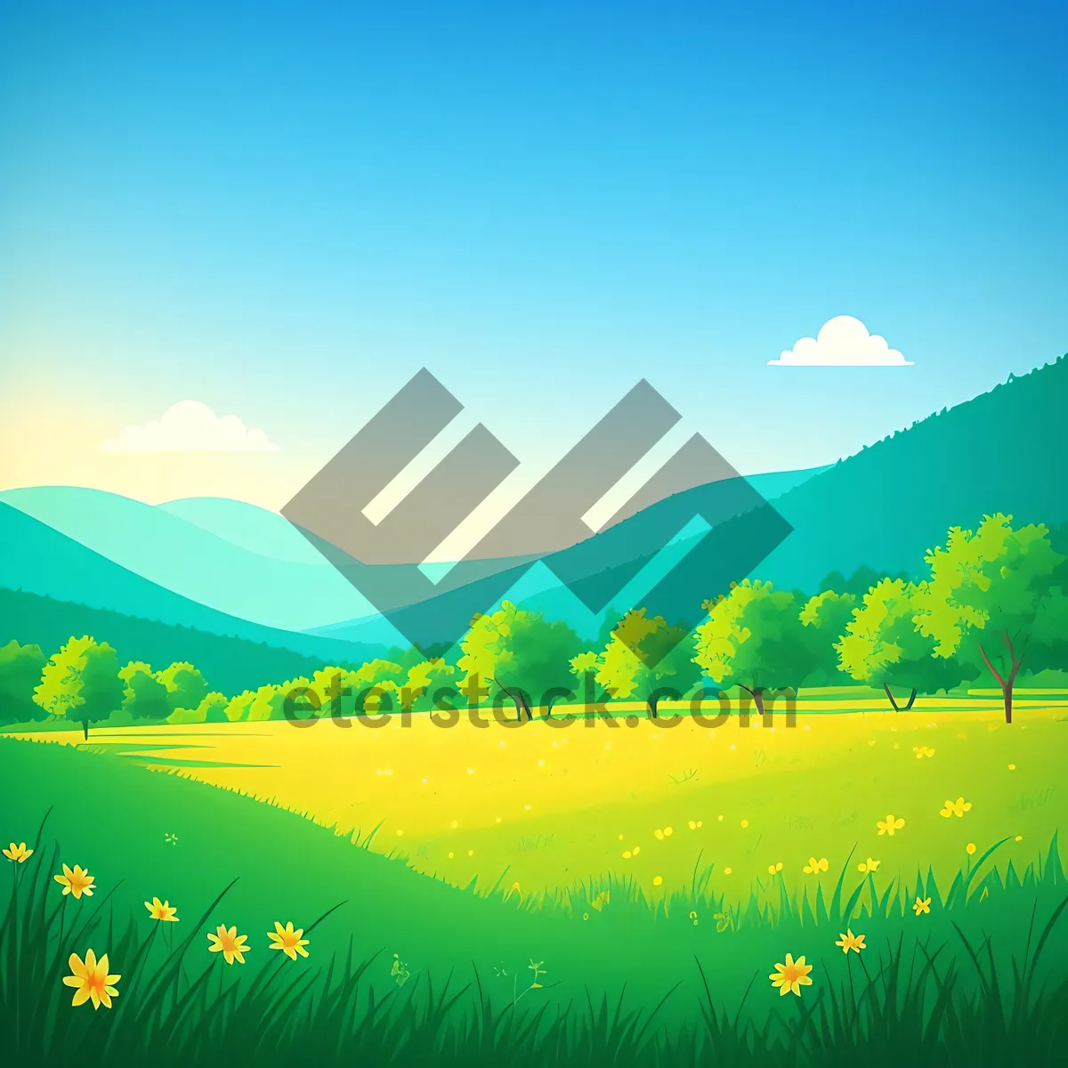 Picture of Serene Countryside Under a Sunny Sky