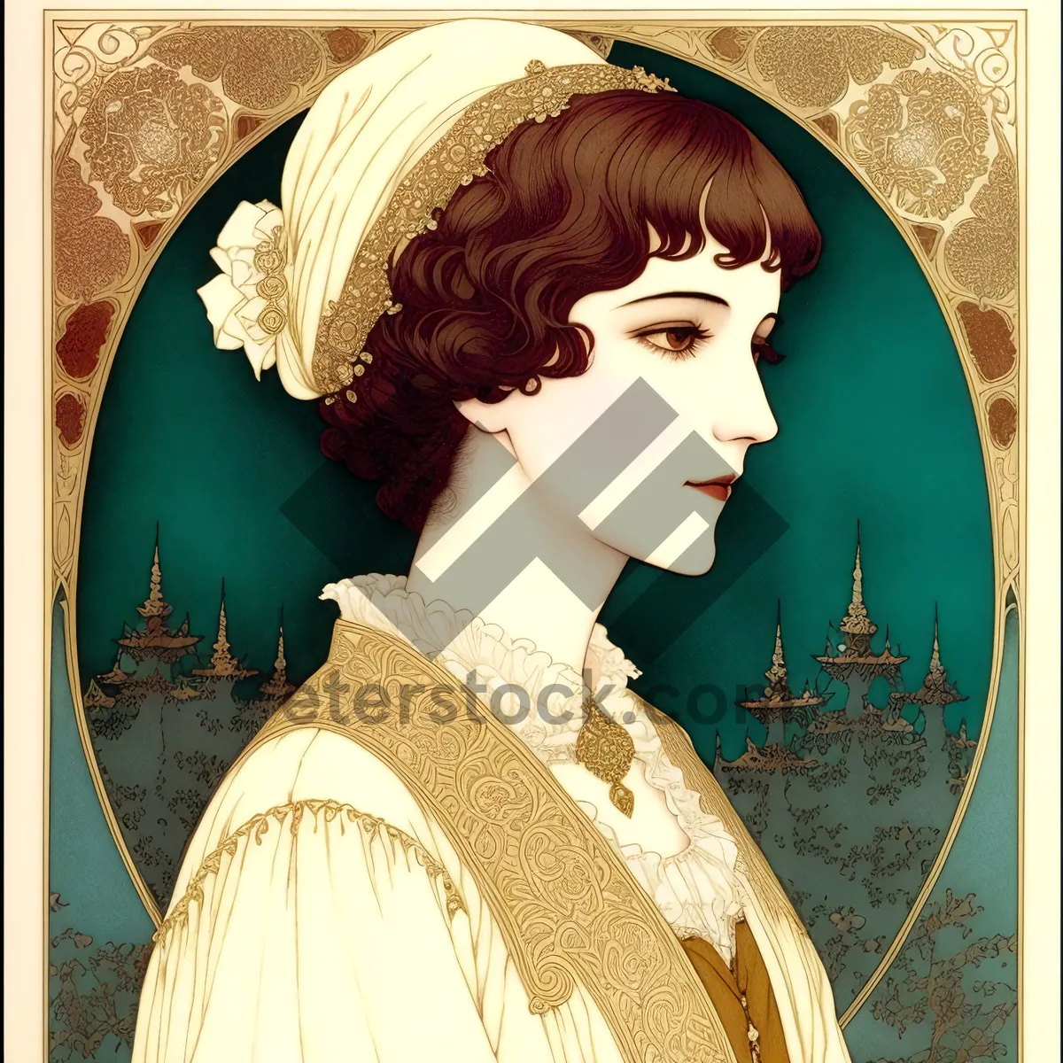 Picture of Stylish Lady with Lute and Book Jacket