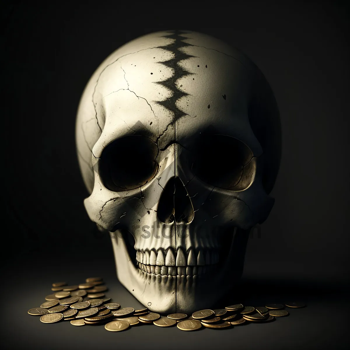 Picture of Pirate Skull Mask: Sinister Skeleton Covering in Black