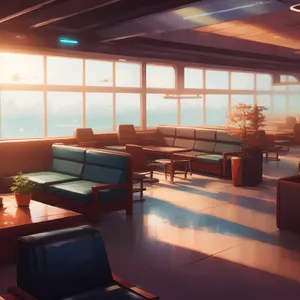 Modern Luxury Living Room with Wood Furniture and Window Views