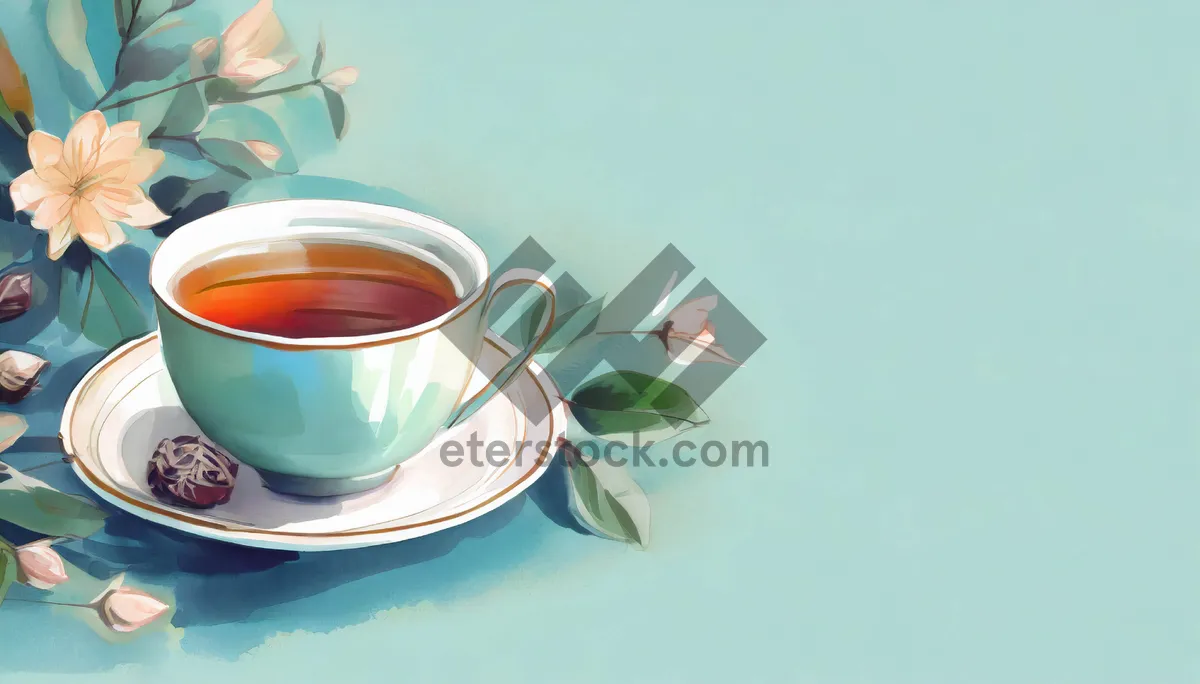 Picture of Hot morning beverage in black china cup.