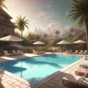 **Tropical Paradise Resort Pool - Relaxing Beach Vacation**