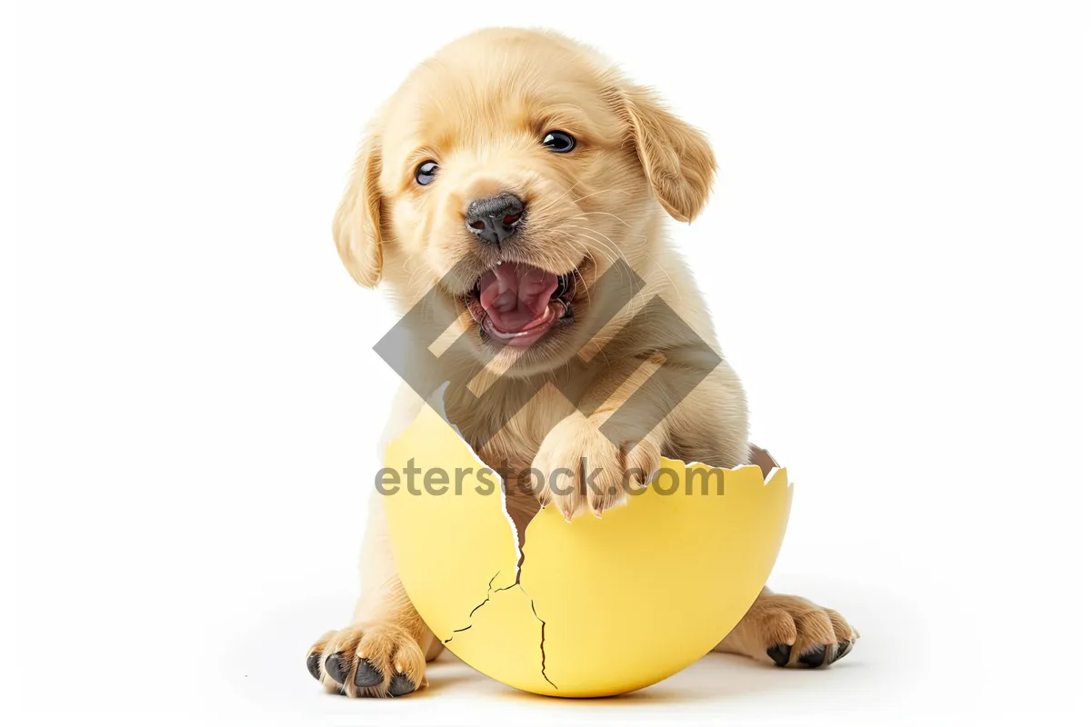 Picture of Cute Puppy Sitting in Studio Portrait Shot