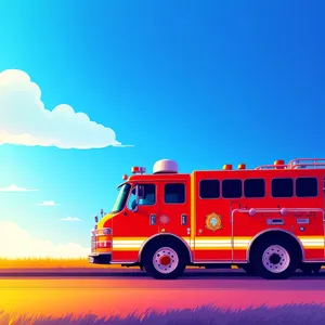 Sunset Fire Engine in Rural Landscape