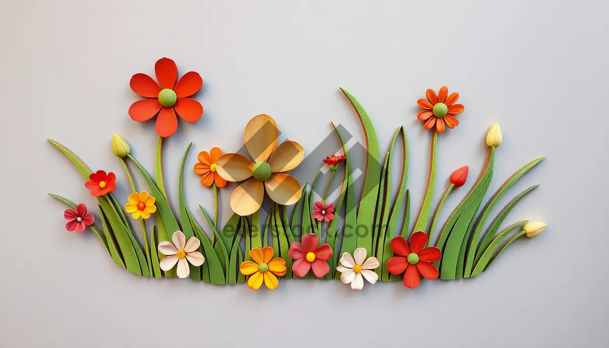 Picture of Colorful floral design with pink and orange tulips.