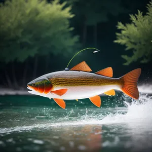 Glimmering Goldfish Swimming in Tropical Aquarium