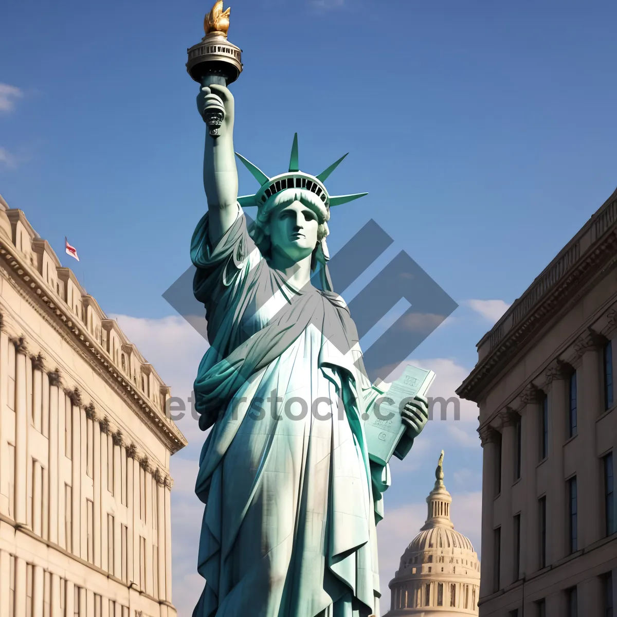 Picture of New York City Skyline with Historic Statue of Liberty