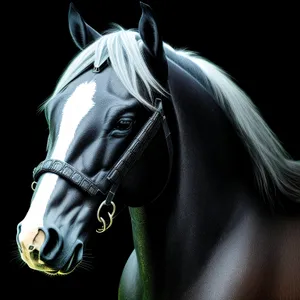 Equestrian Black Horse Body with Snaffle Bit