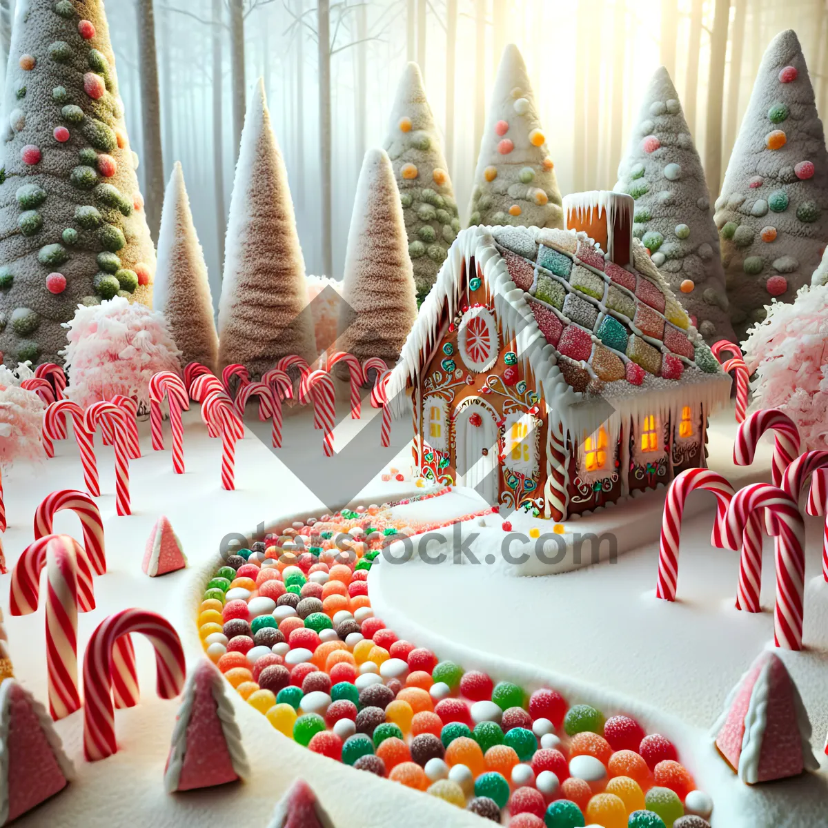 Picture of Christmas Gingerbread House In Candy Land