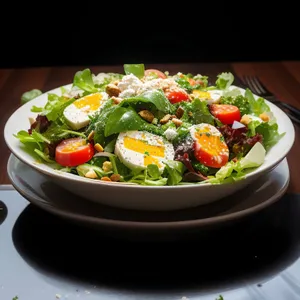 Healthy Gourmet Salad with Fresh Vegetables and Cheese