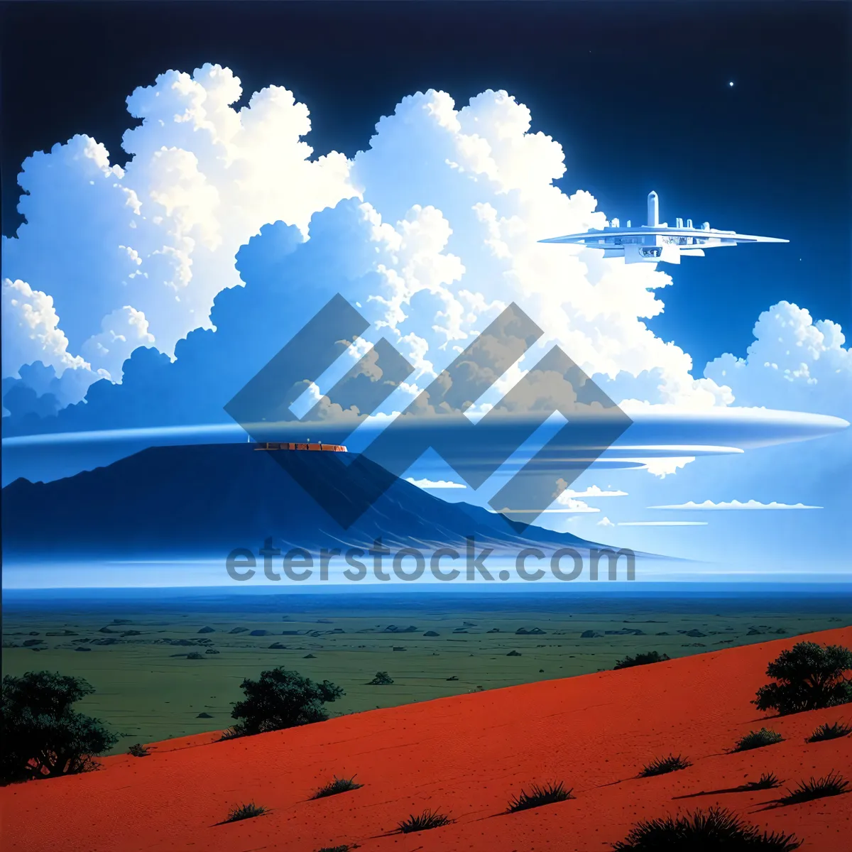 Picture of Golden Serenity: Majestic Desert Sunset Over Dunes