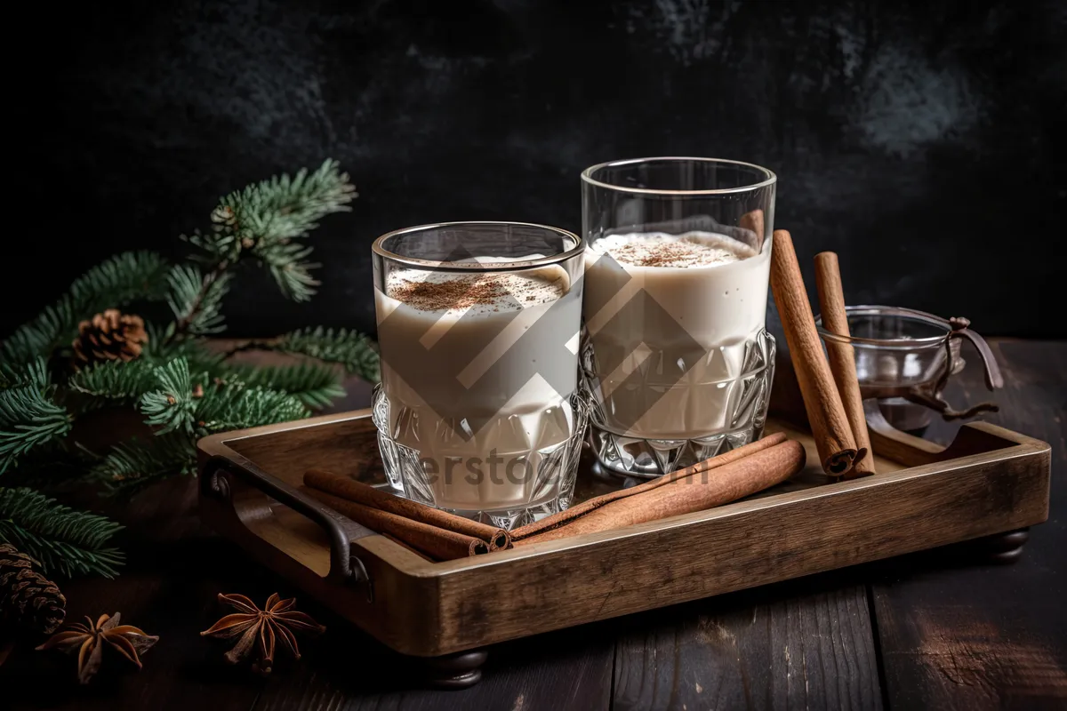 Picture of Sweet coffee with milk and chocolate on table