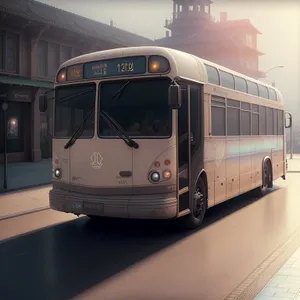 Urban Shuttle Bus at Public Transportation Station