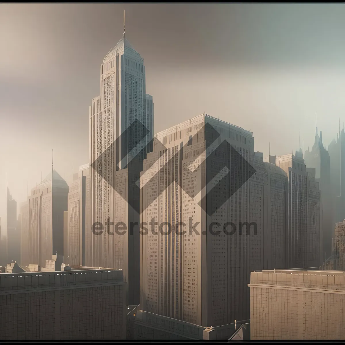 Picture of Majestic Cityscape: Modern Skyline by the River