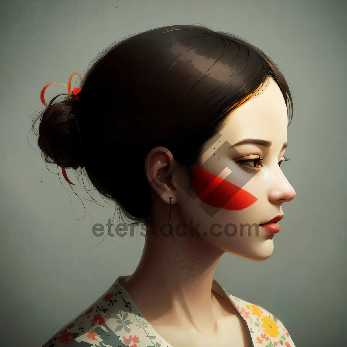 Picture of Attractive brunette model with elegant makeup and style.