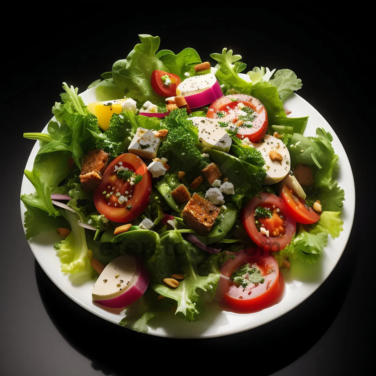 Picture of Fresh Vegetable Salad with Cheese and Nutritious Dressing