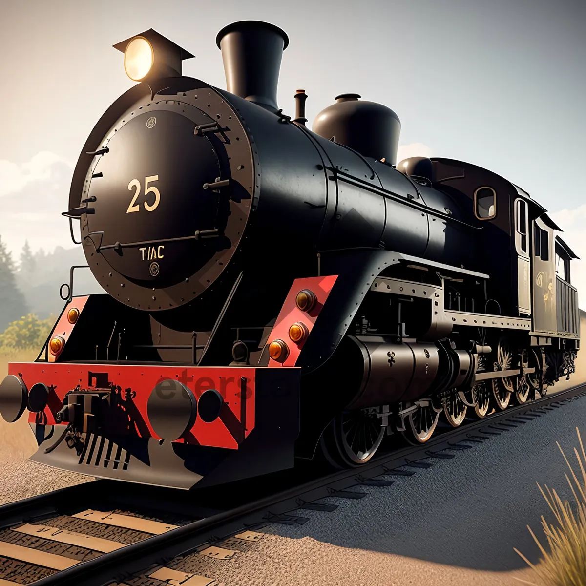 Picture of Vintage Steam Locomotive on Railroad Track