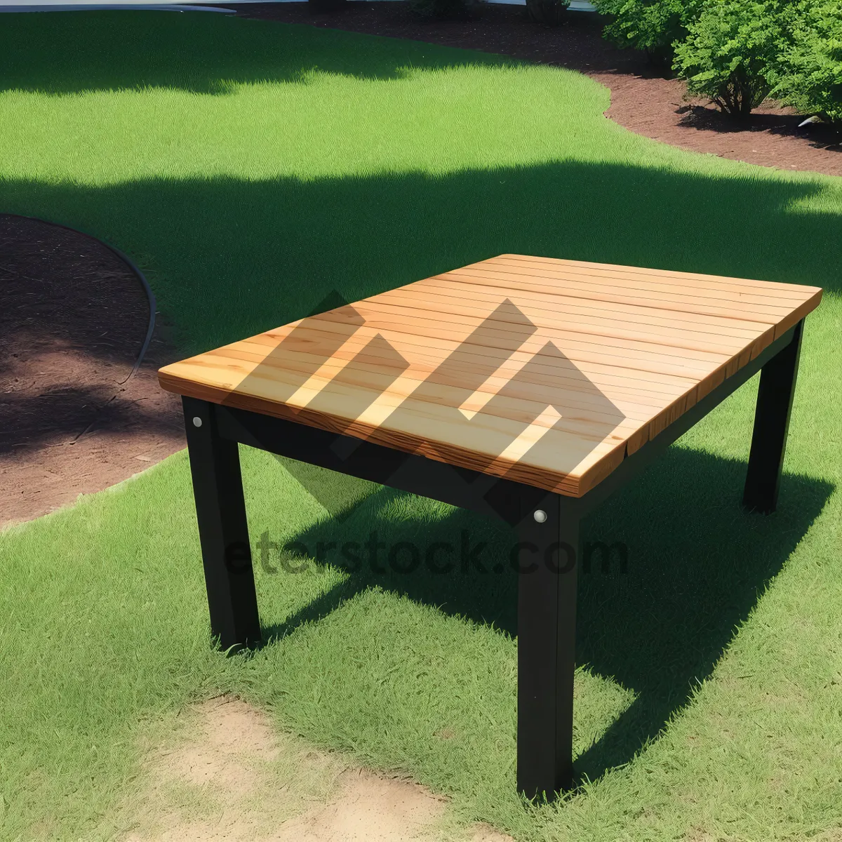 Picture of Wooden Golf Seat on Green Grass