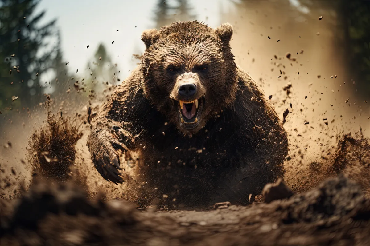 Picture of Wild Brown Bear at a Zoo Wildlife Exhibit.