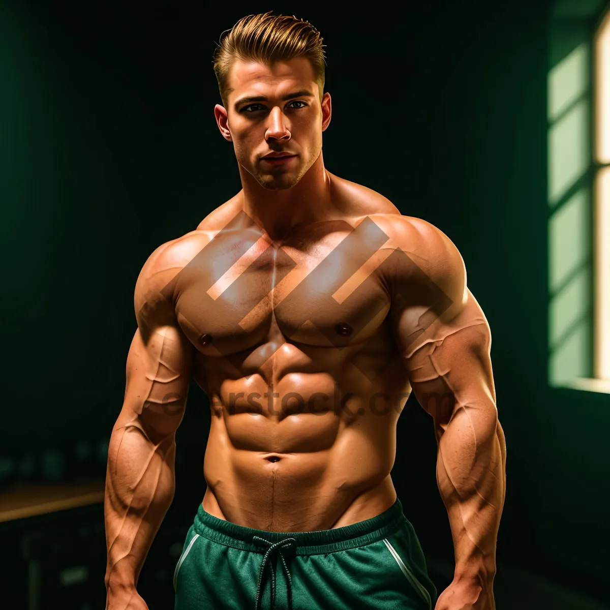 Picture of Ripped Male Bodybuilder Flexing Muscles