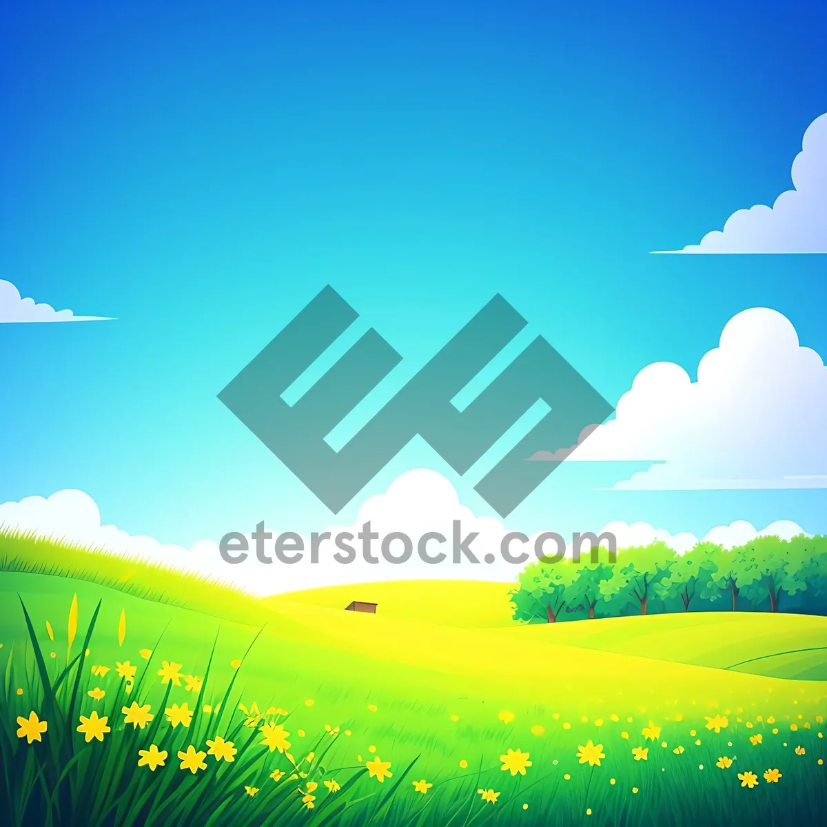 Picture of Golden Fields: Summer Sky and Rolling Hills