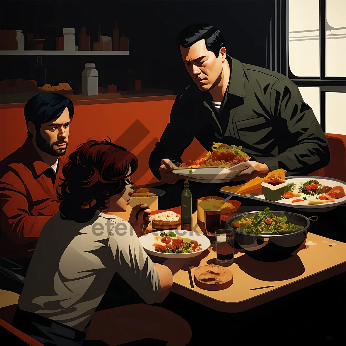 Picture of Restaurant lunch meal on plate at dining table