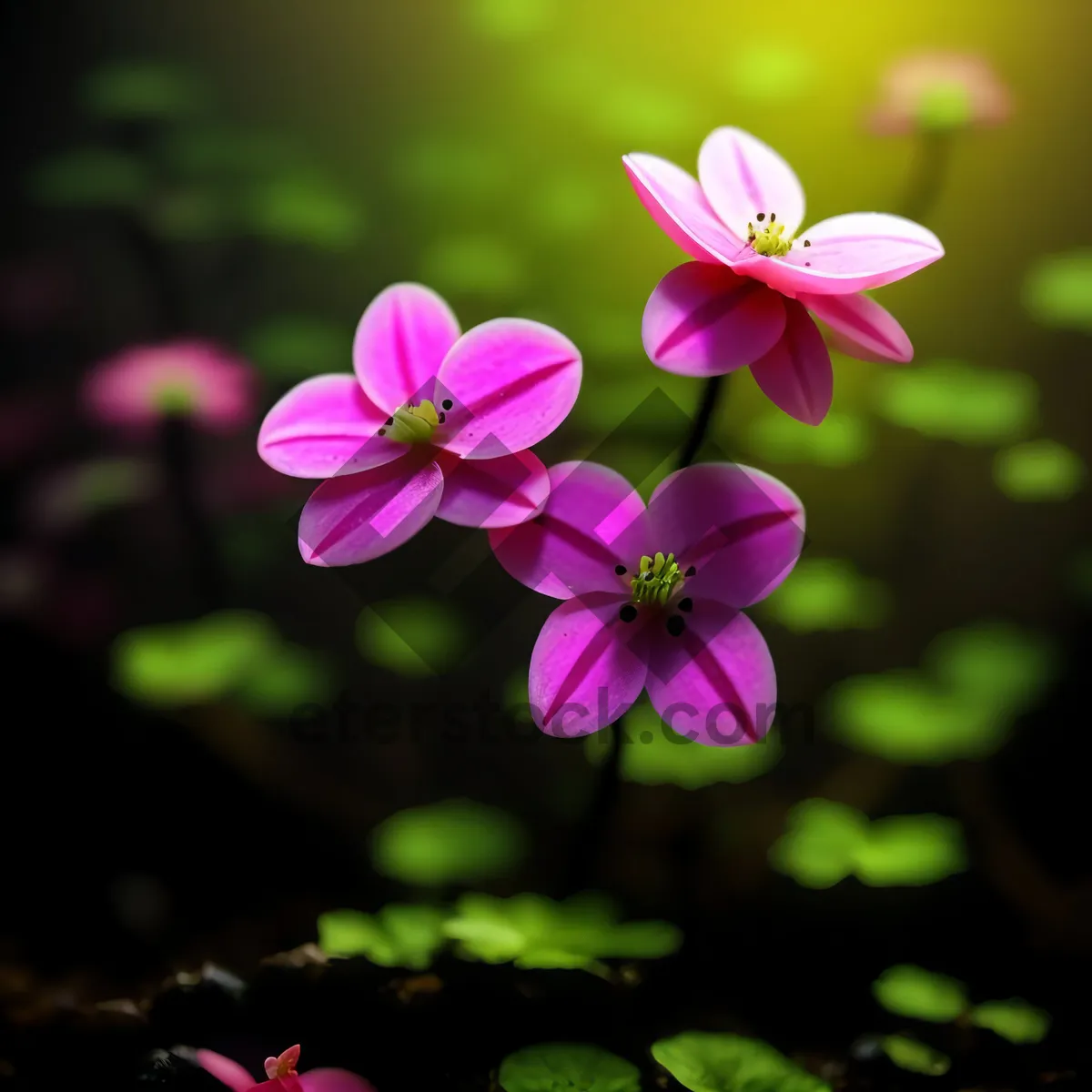 Picture of Blooming Purple Wood Sorrel - Vibrant Spring Floral Beauty