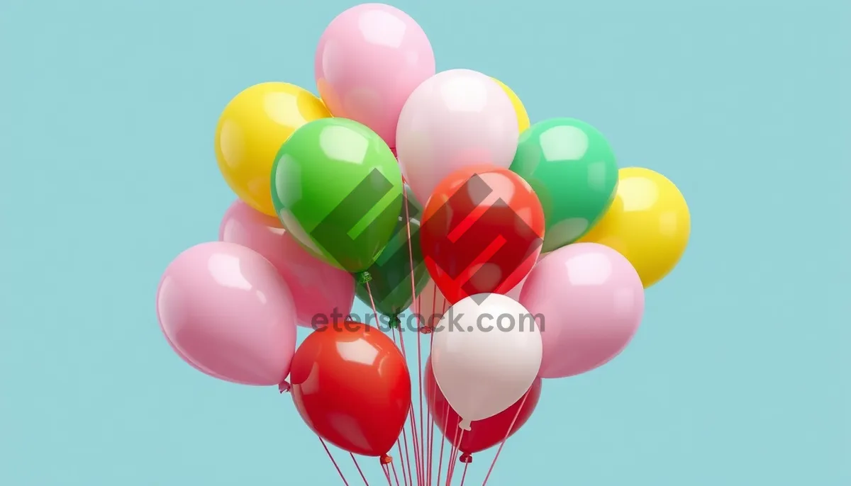 Picture of Colorful Birthday Balloons Flying in the Air