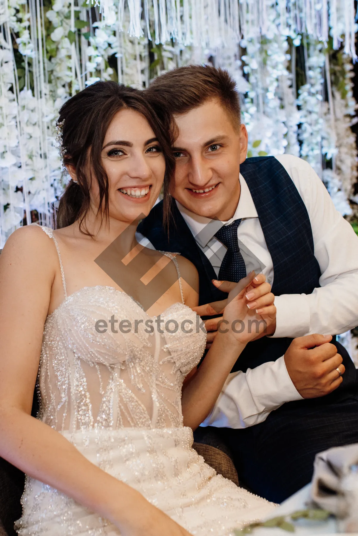 Picture of Happy Wedding Couple Smiling Together Portrait Image