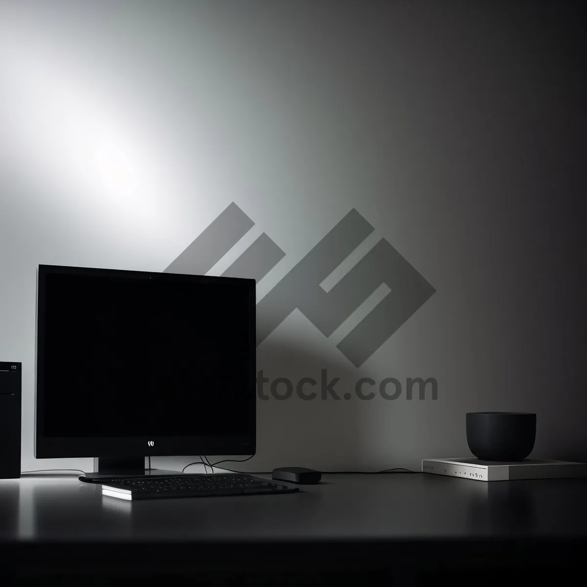 Picture of Sleek Desk Setup: Modern Monitor and Keyboard