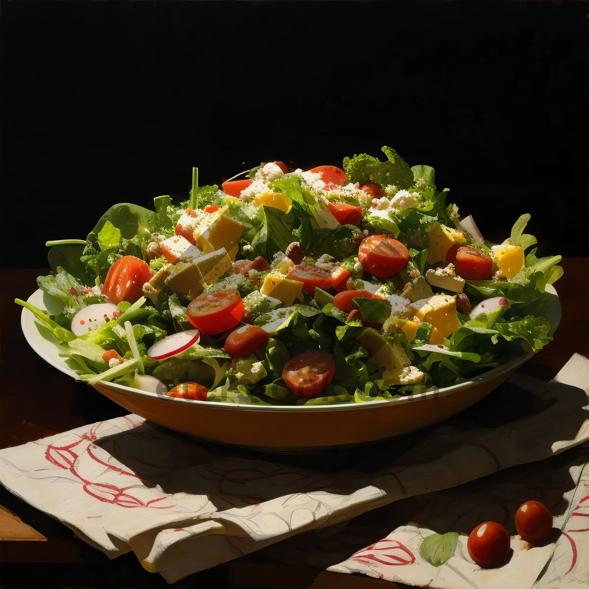 Picture of Colorful and Fresh Vegetarian Salad with Nutritious Veggies