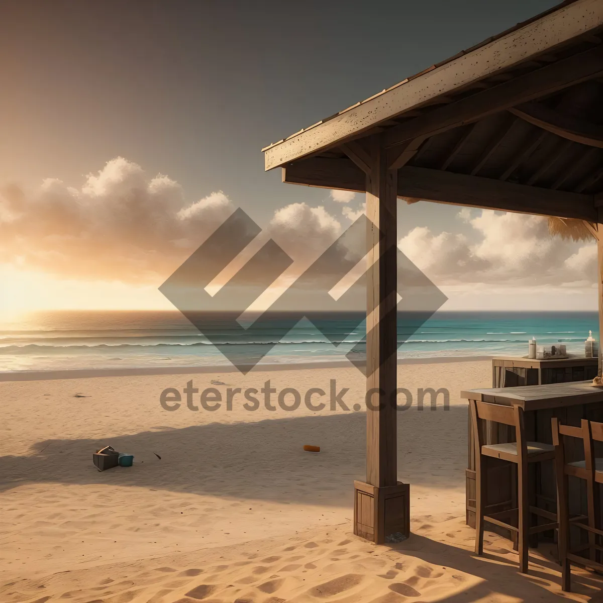 Picture of Serene Beach Sunset over Turquoise Waters