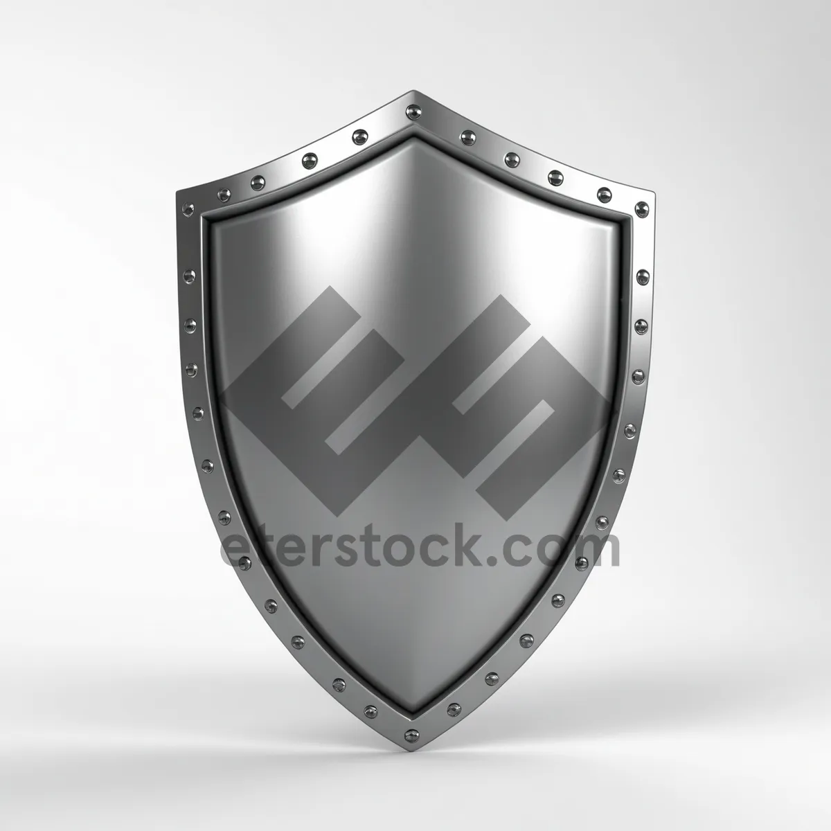 Picture of Shiny metal heart emblem with shield design.