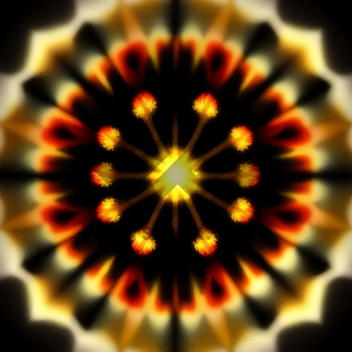 Picture of Orange Flame Bursting Sunflower Design