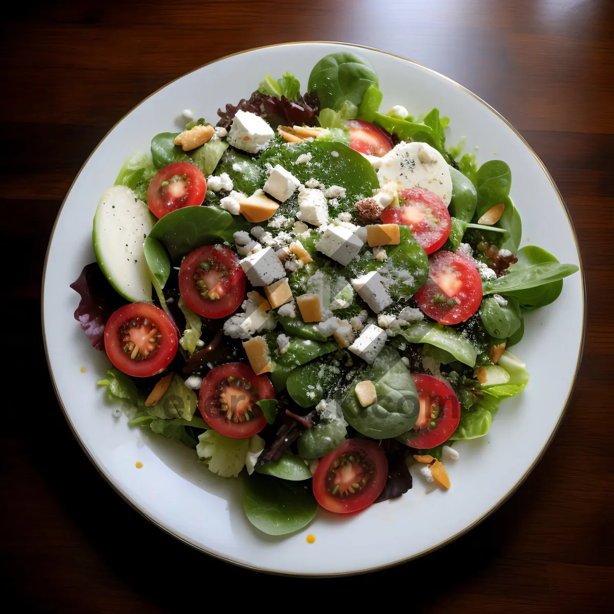 Picture of Fresh Gourmet Vegetable Salad with Cheese and Tomatoes