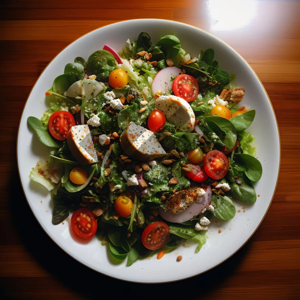 Picture of Gourmet Vegetable Salad with Grilled Cheese and Olive Oil